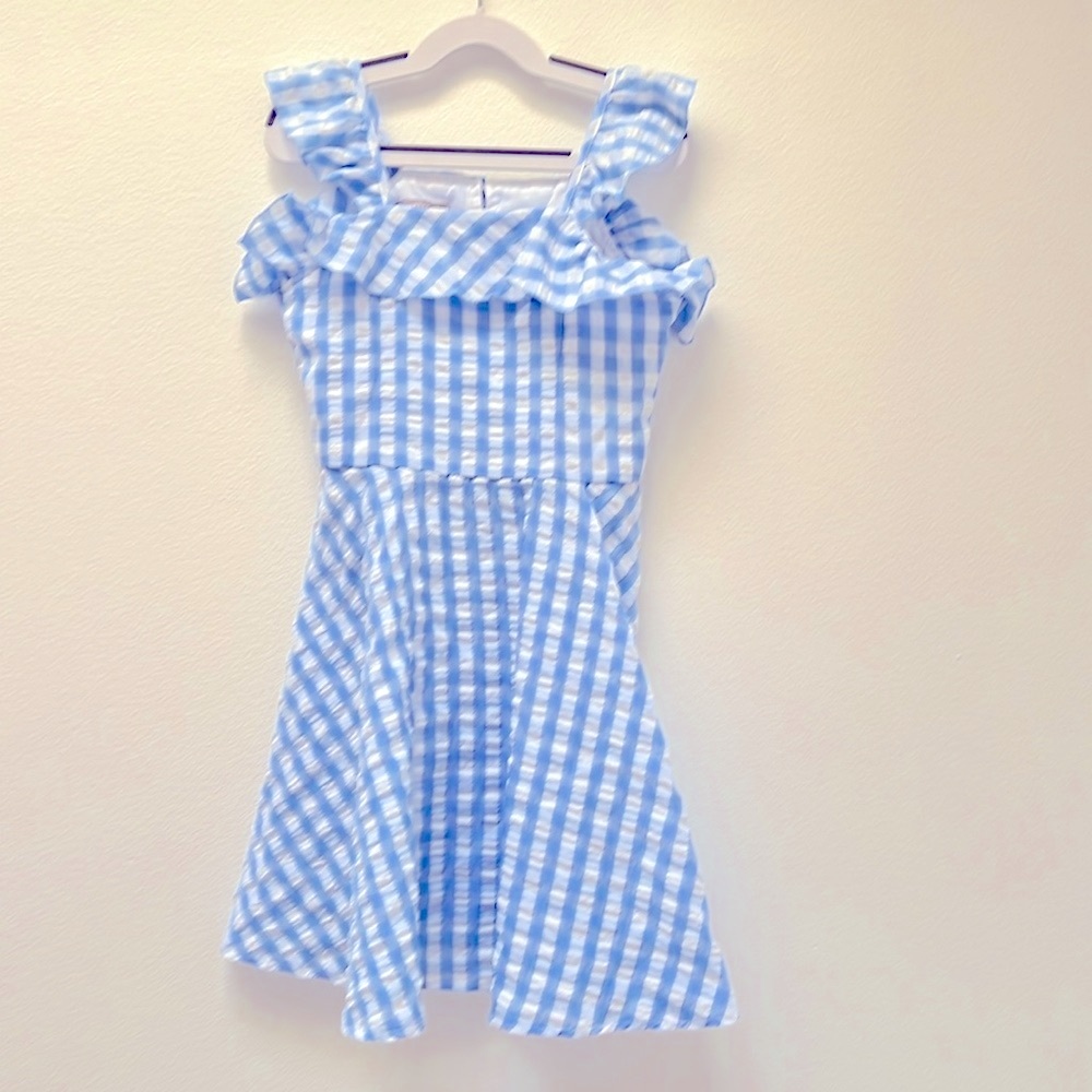 Pippa & Julie light blue & White Plaid Dress size:8